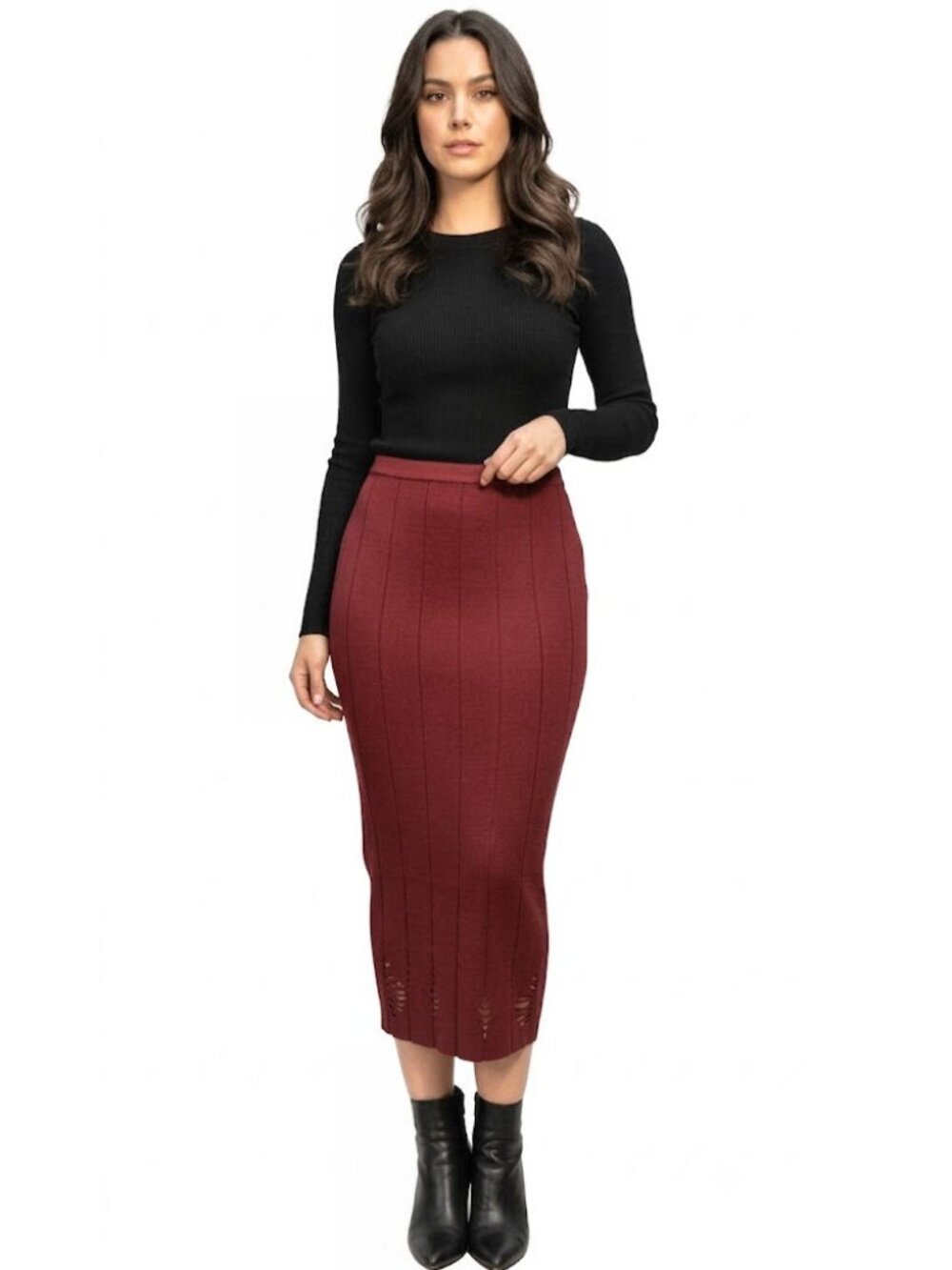 Cushnie Et Ochs Knit Pencil Skirt, Red, Womens Size Small